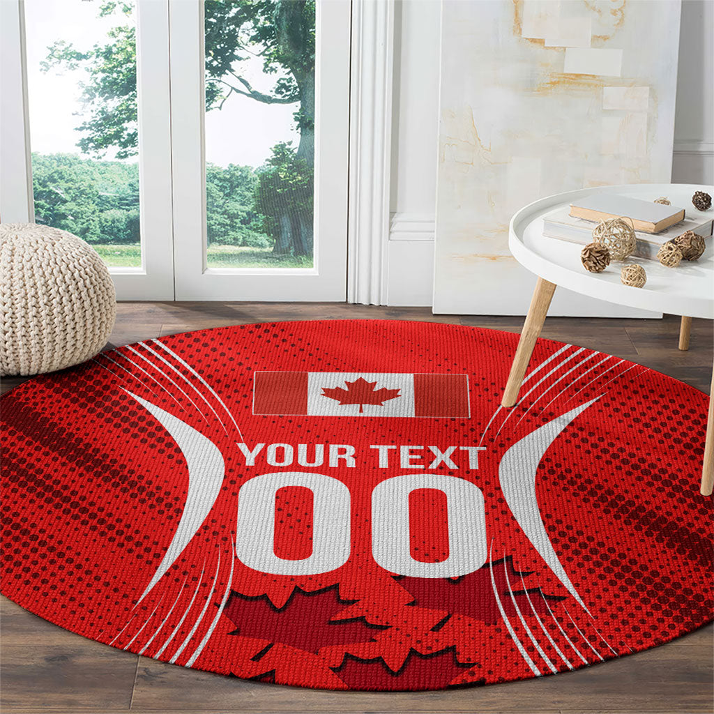 Personalized Canada Soccer Moose Goal Round Carpet Red Maple Leaf Football Mascot