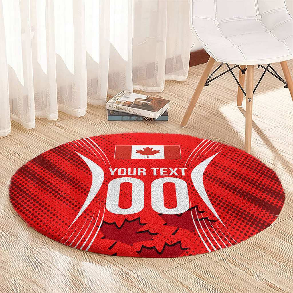 Personalized Canada Soccer Moose Goal Round Carpet Red Maple Leaf Football Mascot