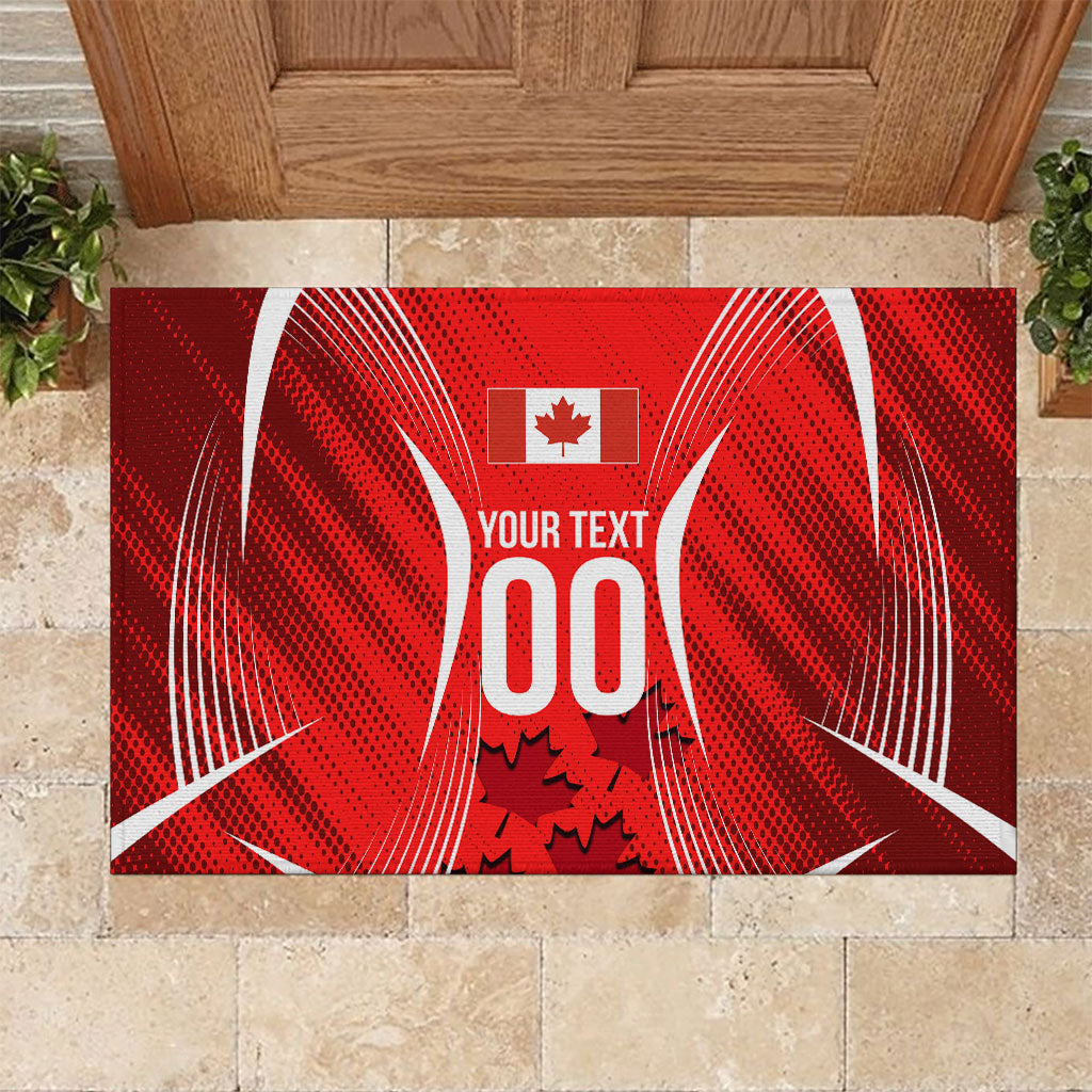 Personalized Canada Soccer Moose Goal Rubber Doormat Red Maple Leaf Football Mascot