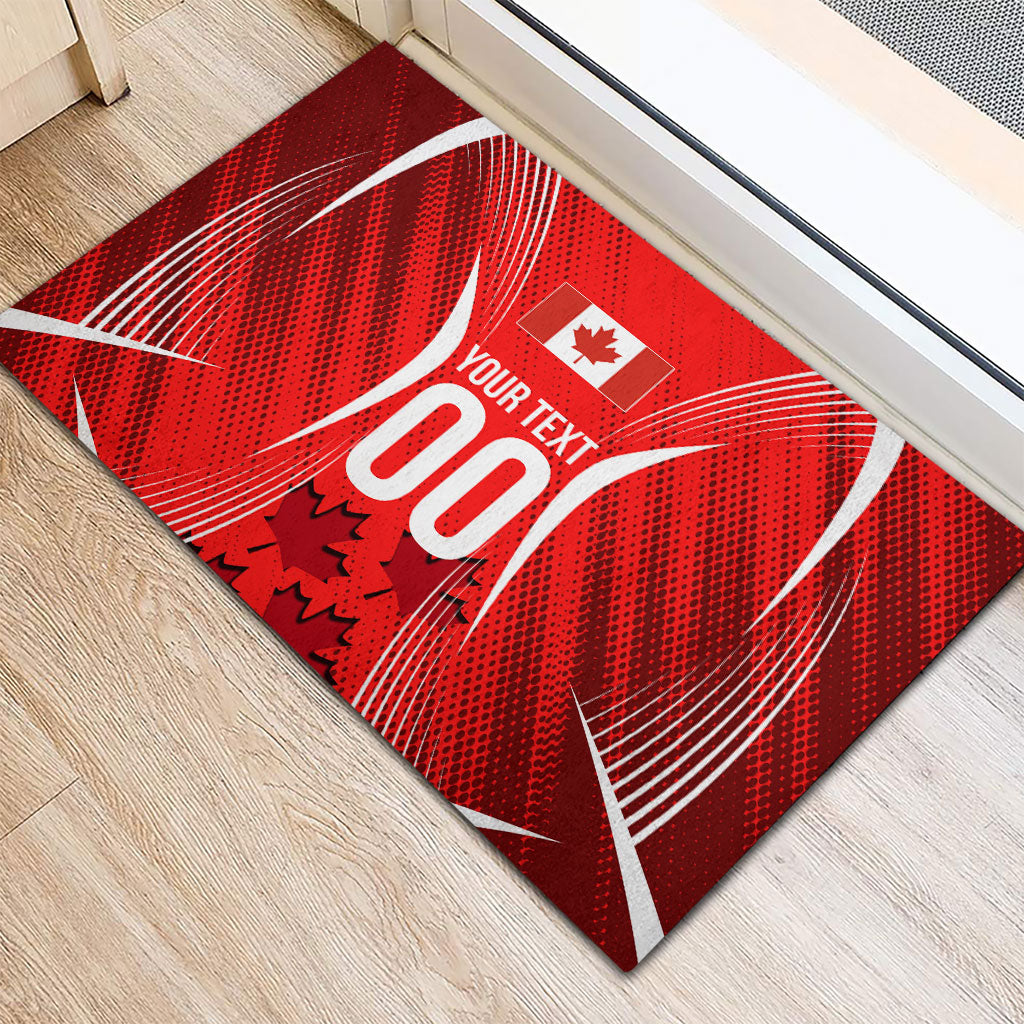Personalized Canada Soccer Moose Goal Rubber Doormat Red Maple Leaf Football Mascot
