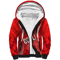 Personalized Canada Soccer Moose Goal Sherpa Hoodie Red Maple Leaf Football Mascot