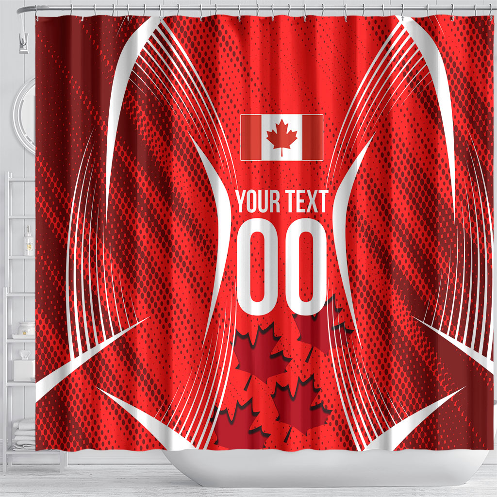Personalized Canada Soccer Moose Goal Shower Curtain Red Maple Leaf Football Mascot