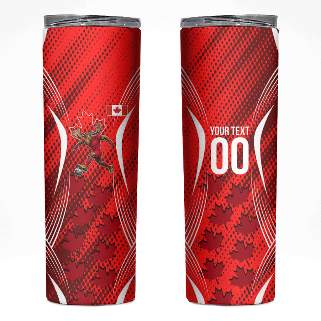 Personalized Canada Soccer Moose Goal Skinny Tumbler Red Maple Leaf Football Mascot