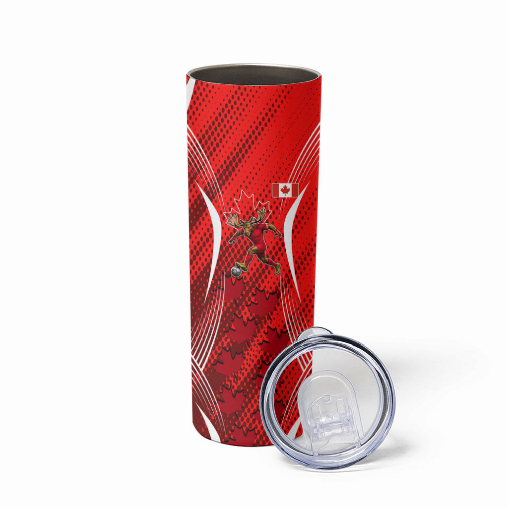 Personalized Canada Soccer Moose Goal Skinny Tumbler Red Maple Leaf Football Mascot
