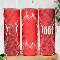 Personalized Canada Soccer Moose Goal Skinny Tumbler Red Maple Leaf Football Mascot