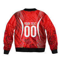Personalized Canada Soccer Moose Goal Sleeve Zip Bomber Jacket Red Maple Leaf Football Mascot
