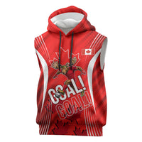 Personalized Canada Soccer Moose Goal Sleeveless Hoodie Red Maple Leaf Football Mascot