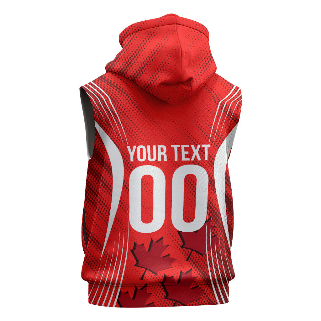 Personalized Canada Soccer Moose Goal Sleeveless Hoodie Red Maple Leaf Football Mascot