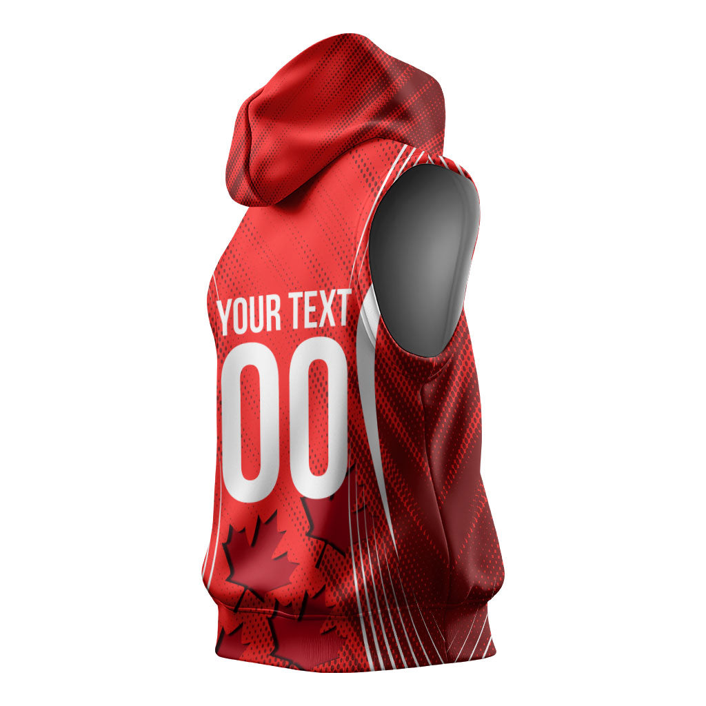 Personalized Canada Soccer Moose Goal Sleeveless Hoodie Red Maple Leaf Football Mascot