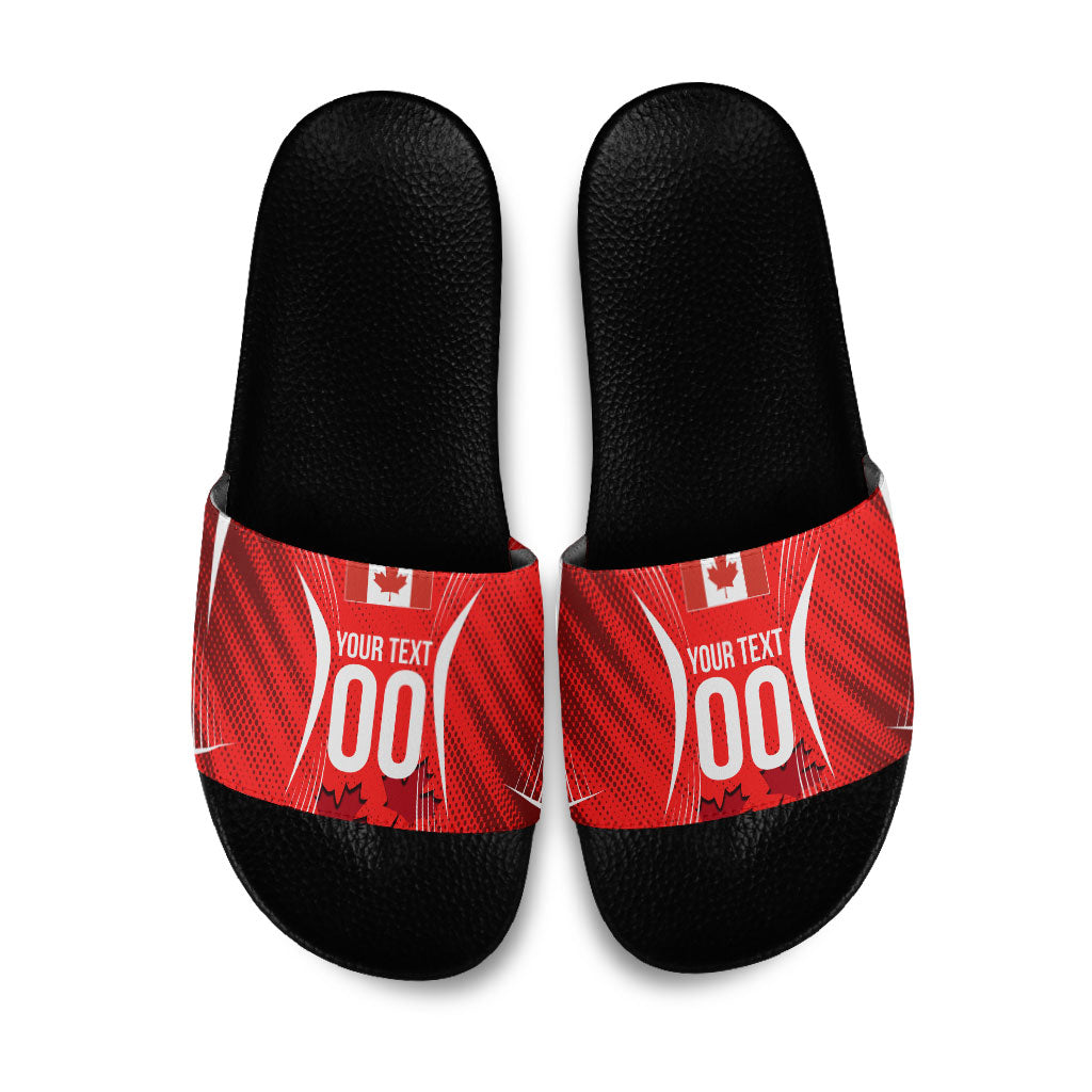 Personalized Canada Soccer Moose Goal Slide Sandals Red Maple Leaf Football Mascot