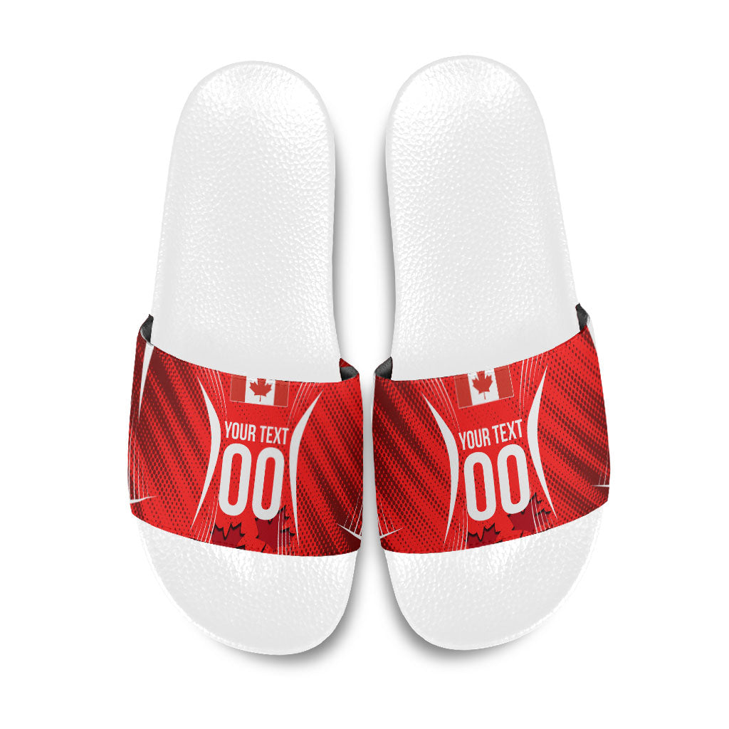 Personalized Canada Soccer Moose Goal Slide Sandals Red Maple Leaf Football Mascot