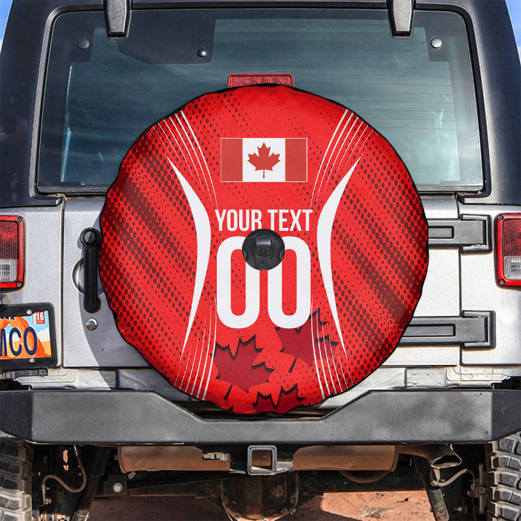 Personalized Canada Soccer Moose Goal Spare Tire Cover Red Maple Leaf Football Mascot