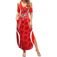 Personalized Canada Soccer Moose Goal Summer Maxi Dress Red Maple Leaf Football Mascot