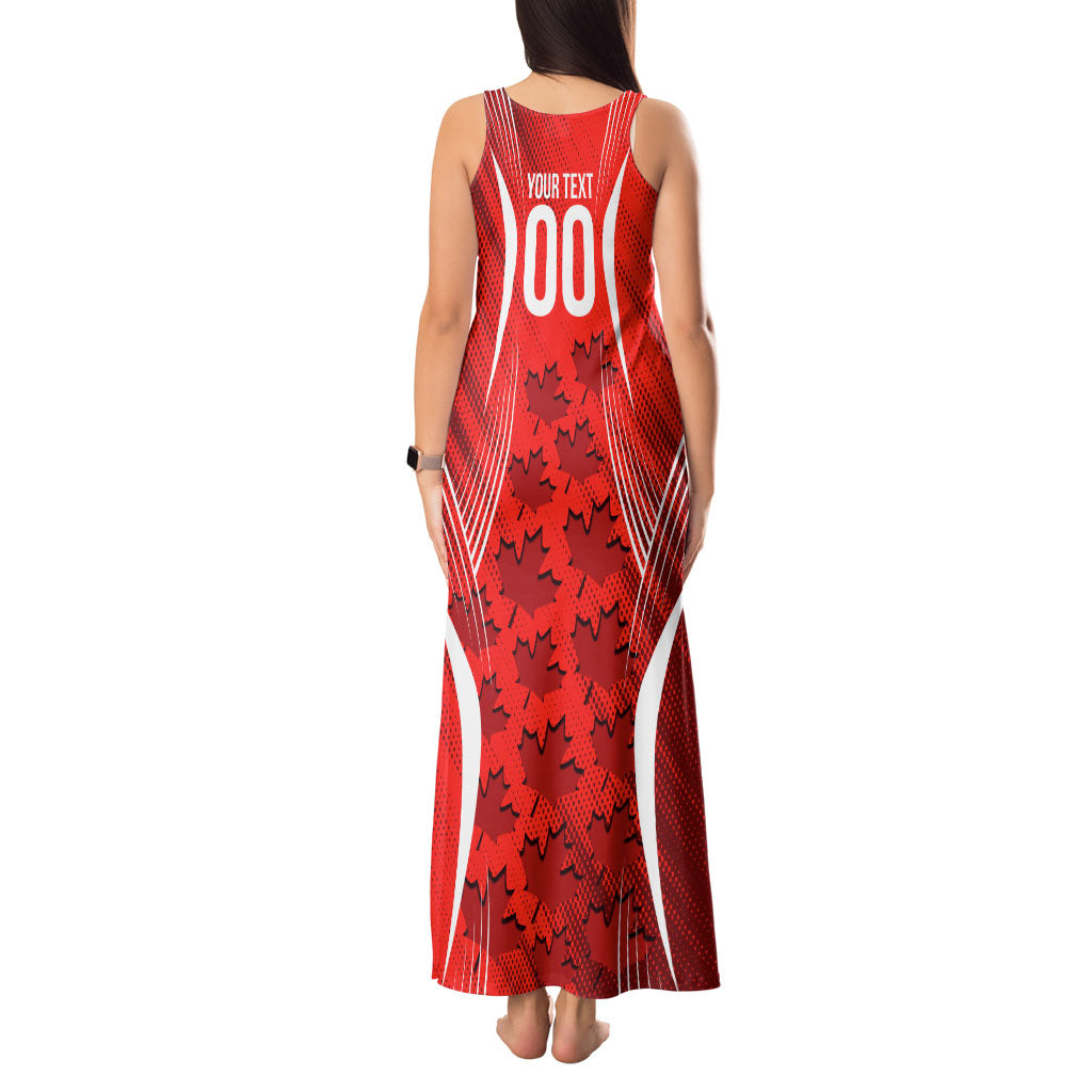 Personalized Canada Soccer Moose Goal Tank Maxi Dress Red Maple Leaf Football Mascot