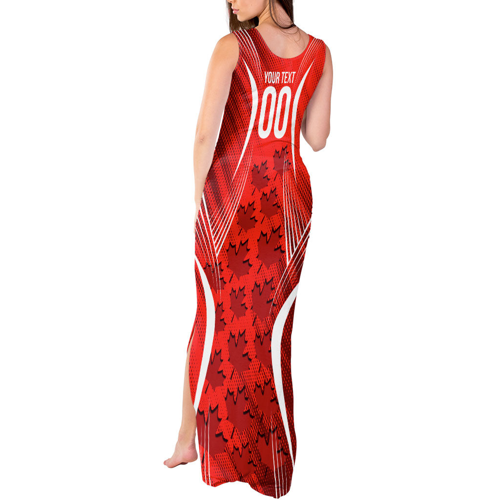 Personalized Canada Soccer Moose Goal Tank Maxi Dress Red Maple Leaf Football Mascot