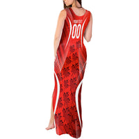 Personalized Canada Soccer Moose Goal Tank Maxi Dress Red Maple Leaf Football Mascot