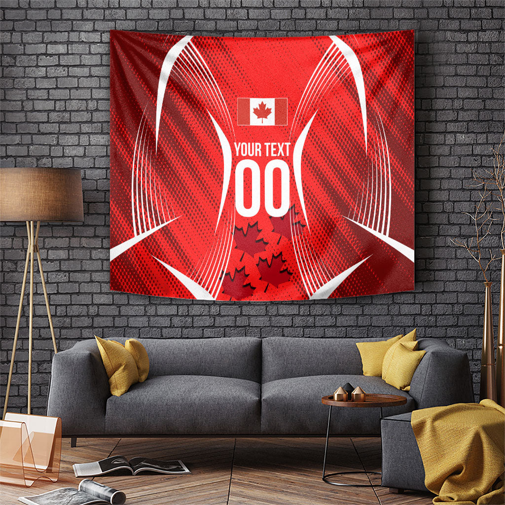 Personalized Canada Soccer Moose Goal Tapestry Red Maple Leaf Football Mascot