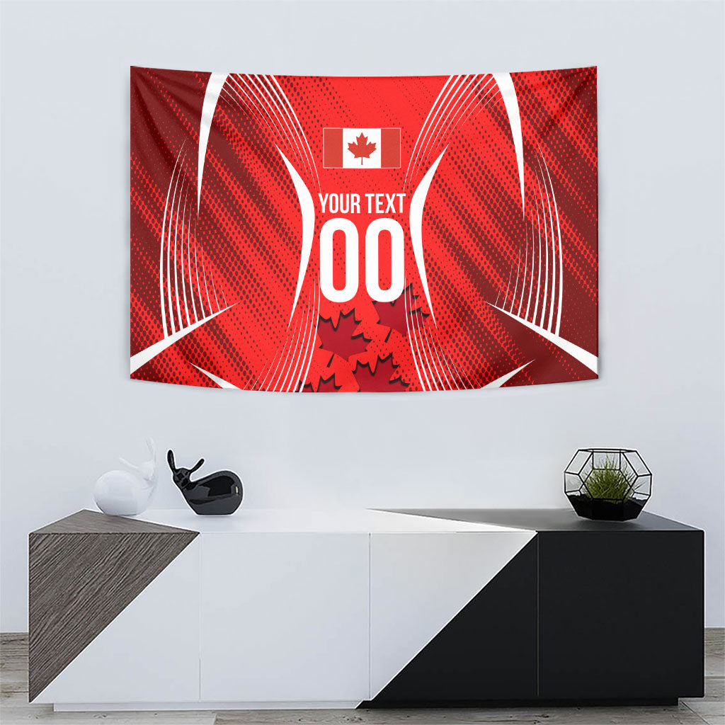 Personalized Canada Soccer Moose Goal Tapestry Red Maple Leaf Football Mascot
