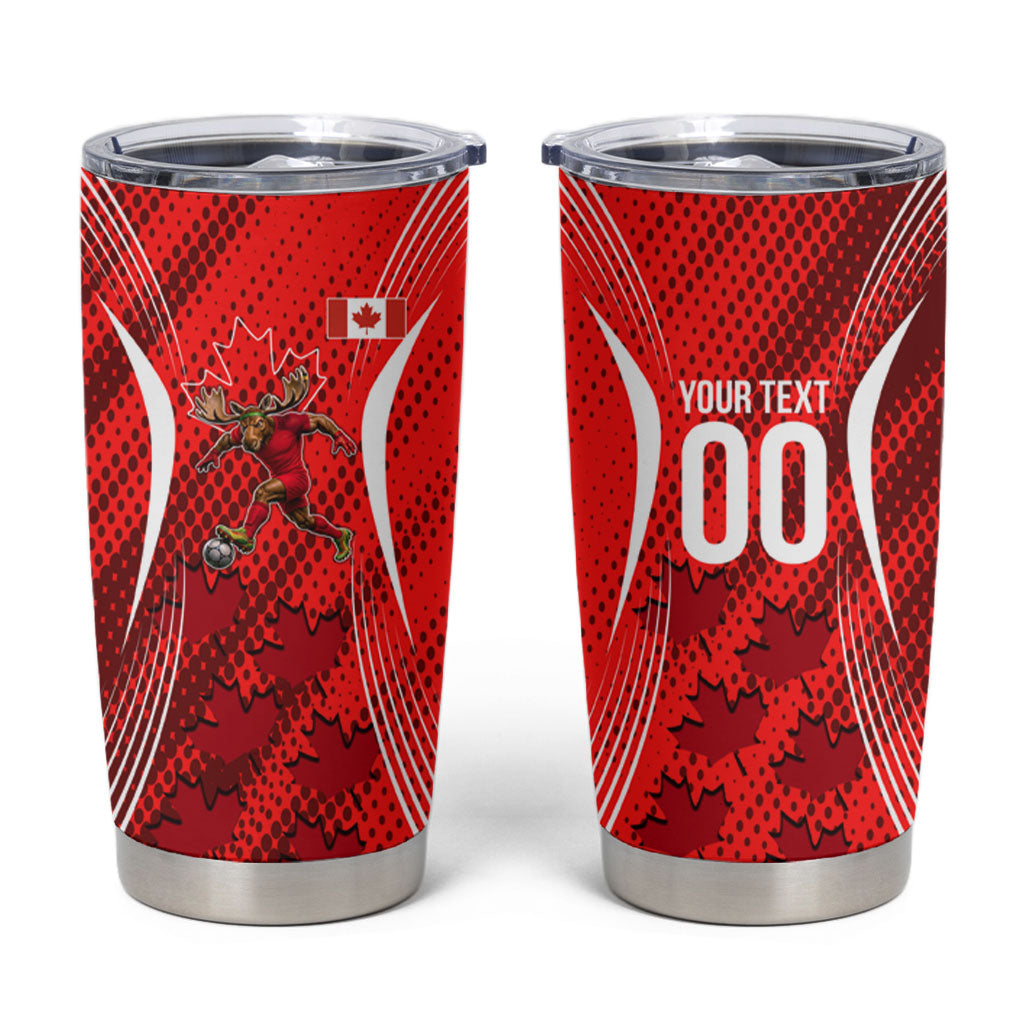 Personalized Canada Soccer Moose Goal Tumbler Cup Red Maple Leaf Football Mascot