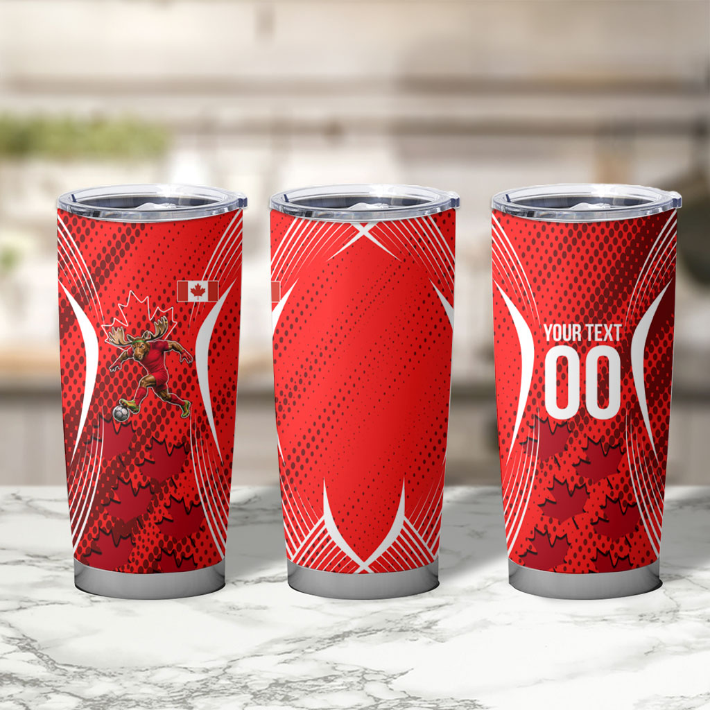 Personalized Canada Soccer Moose Goal Tumbler Cup Red Maple Leaf Football Mascot