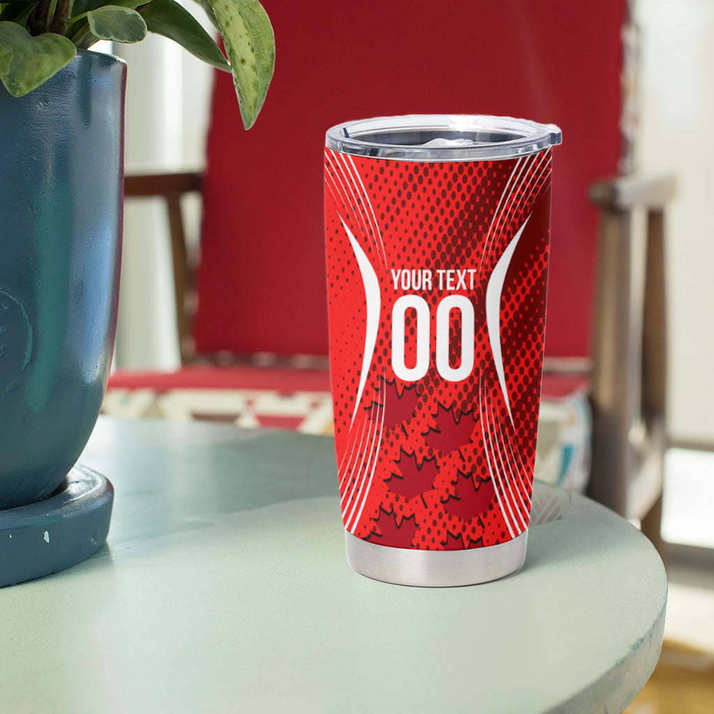 Personalized Canada Soccer Moose Goal Tumbler Cup Red Maple Leaf Football Mascot