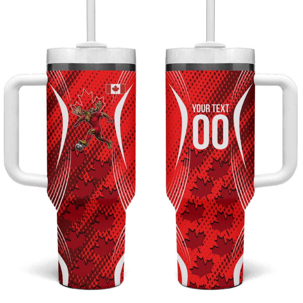 Personalized Canada Soccer Moose Goal Tumbler With Handle Red Maple Leaf Football Mascot