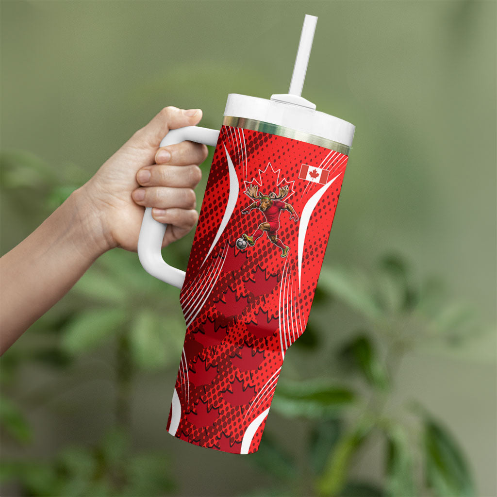 Personalized Canada Soccer Moose Goal Tumbler With Handle Red Maple Leaf Football Mascot