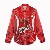 Personalized Canada Soccer Moose Goal Women Casual Shirt Red Maple Leaf Football Mascot