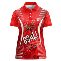 Personalized Canada Soccer Moose Goal Women Polo Shirt Red Maple Leaf Football Mascot