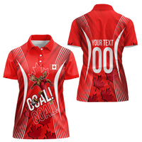 Personalized Canada Soccer Moose Goal Women Polo Shirt Red Maple Leaf Football Mascot