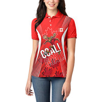 Personalized Canada Soccer Moose Goal Women Polo Shirt Red Maple Leaf Football Mascot