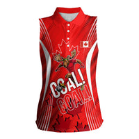 Personalized Canada Soccer Moose Goal Women Sleeveless Polo Shirt Red Maple Leaf Football Mascot