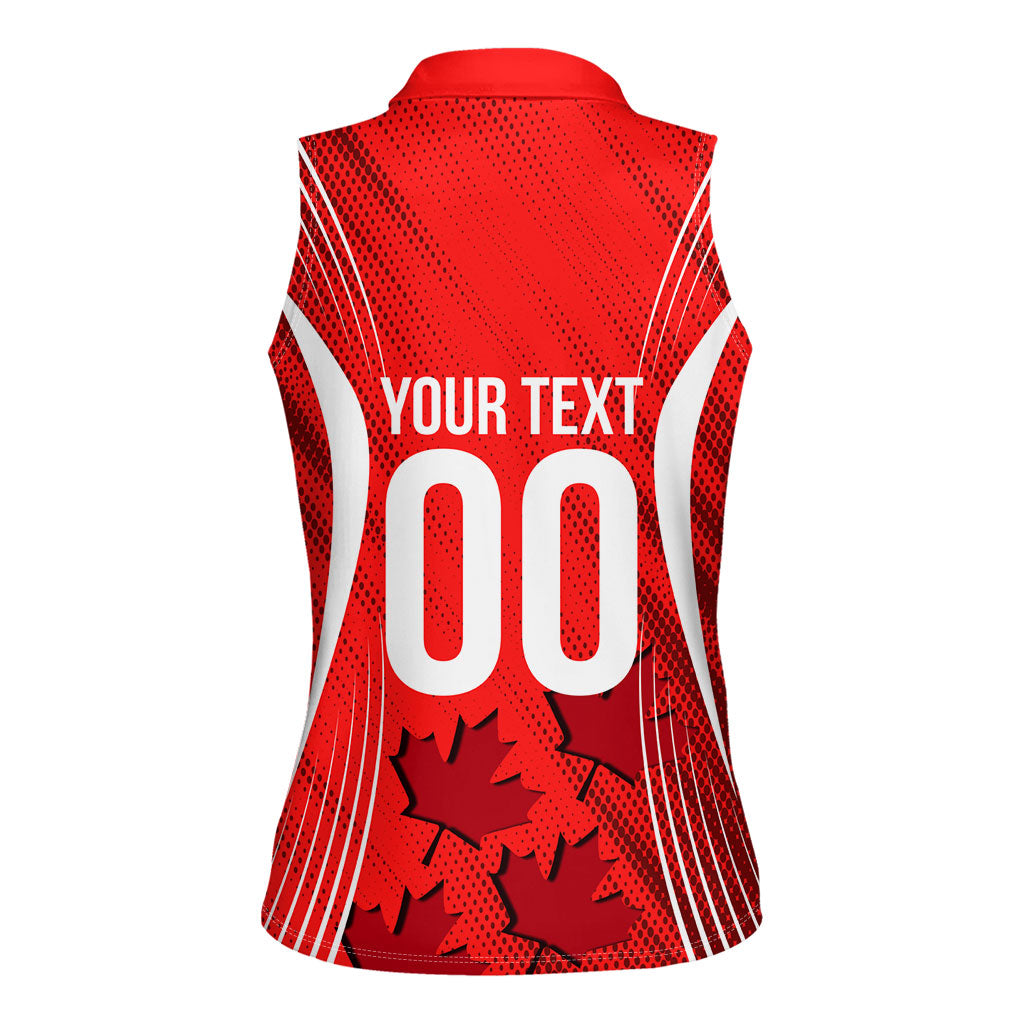 Personalized Canada Soccer Moose Goal Women Sleeveless Polo Shirt Red Maple Leaf Football Mascot