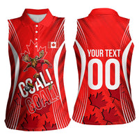 Personalized Canada Soccer Moose Goal Women Sleeveless Polo Shirt Red Maple Leaf Football Mascot