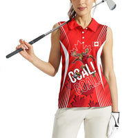 Personalized Canada Soccer Moose Goal Women Sleeveless Polo Shirt Red Maple Leaf Football Mascot