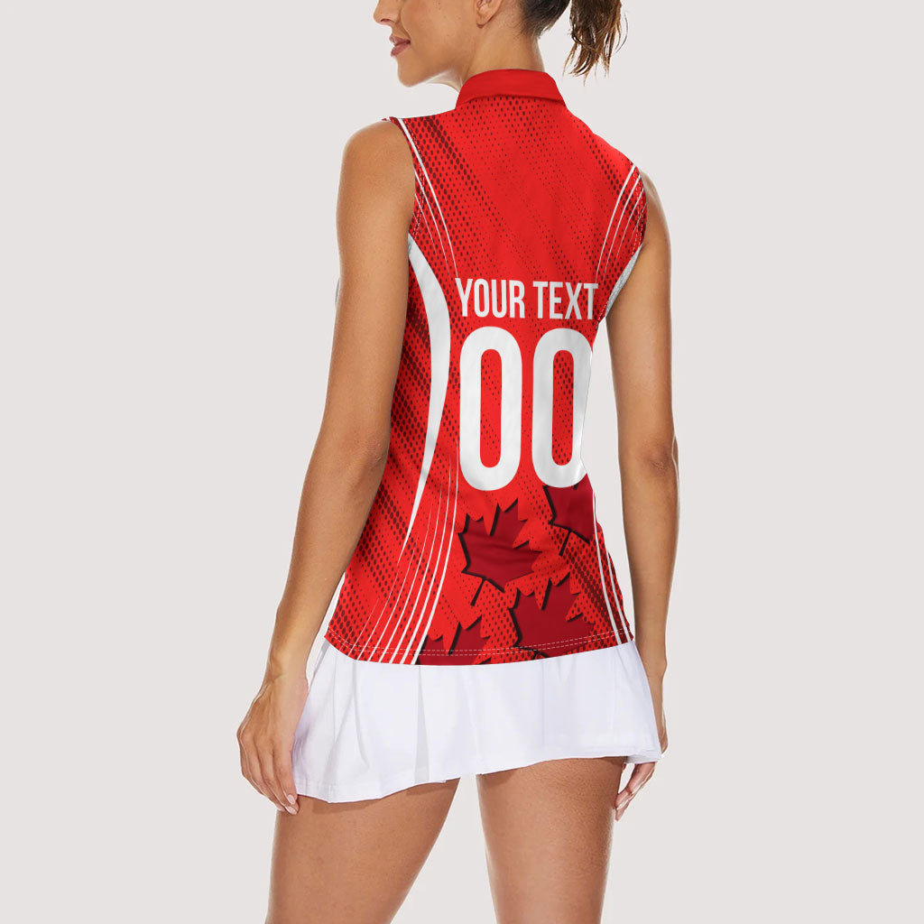 Personalized Canada Soccer Moose Goal Women Sleeveless Polo Shirt Red Maple Leaf Football Mascot
