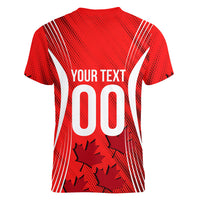 Personalized Canada Soccer Moose Goal Women V-Neck T-Shirt Red Maple Leaf Football Mascot