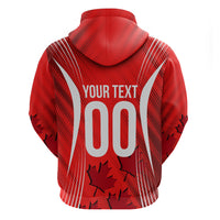 Personalized Canada Soccer Moose Goal Zip Hoodie Red Maple Leaf Football Mascot