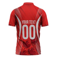 Personalized Canada Soccer Moose Goal Zipper Polo Shirt Red Maple Leaf Football Mascot