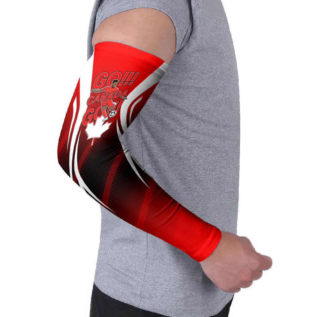 Custom Canada Soccer Player Arm Sleeves Go Canada Maple Leaf