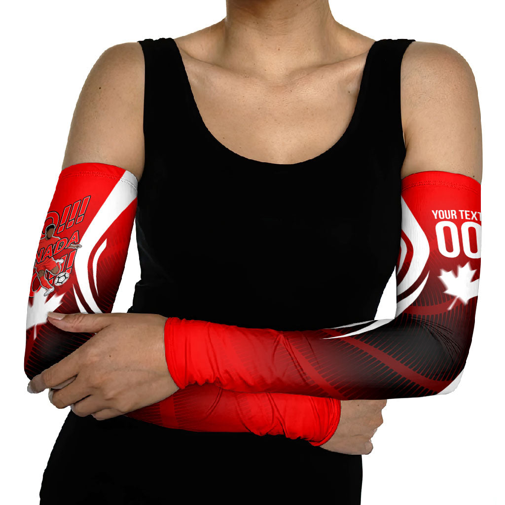 Custom Canada Soccer Player Arm Sleeves Go Canada Maple Leaf