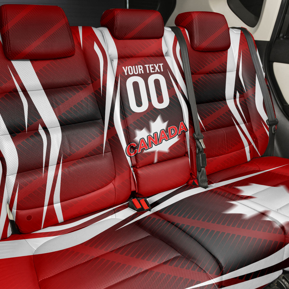 Custom Canada Soccer Player Back Car Seat Cover Go Canada Maple Leaf