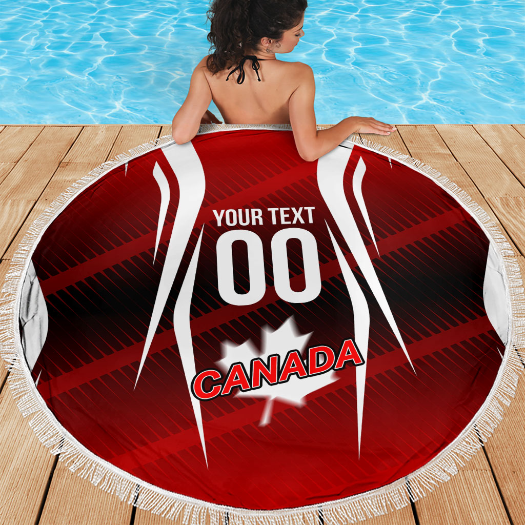 Custom Canada Soccer Player Beach Blanket Go Canada Maple Leaf