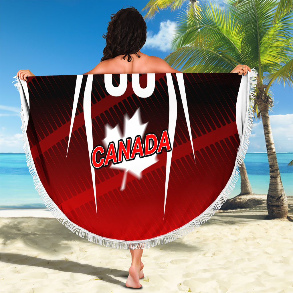 Custom Canada Soccer Player Beach Blanket Go Canada Maple Leaf
