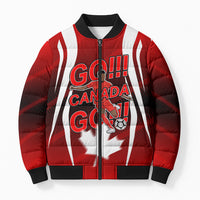 Custom Canada Soccer Player Bomber Puffer Jacket Go Canada Maple Leaf