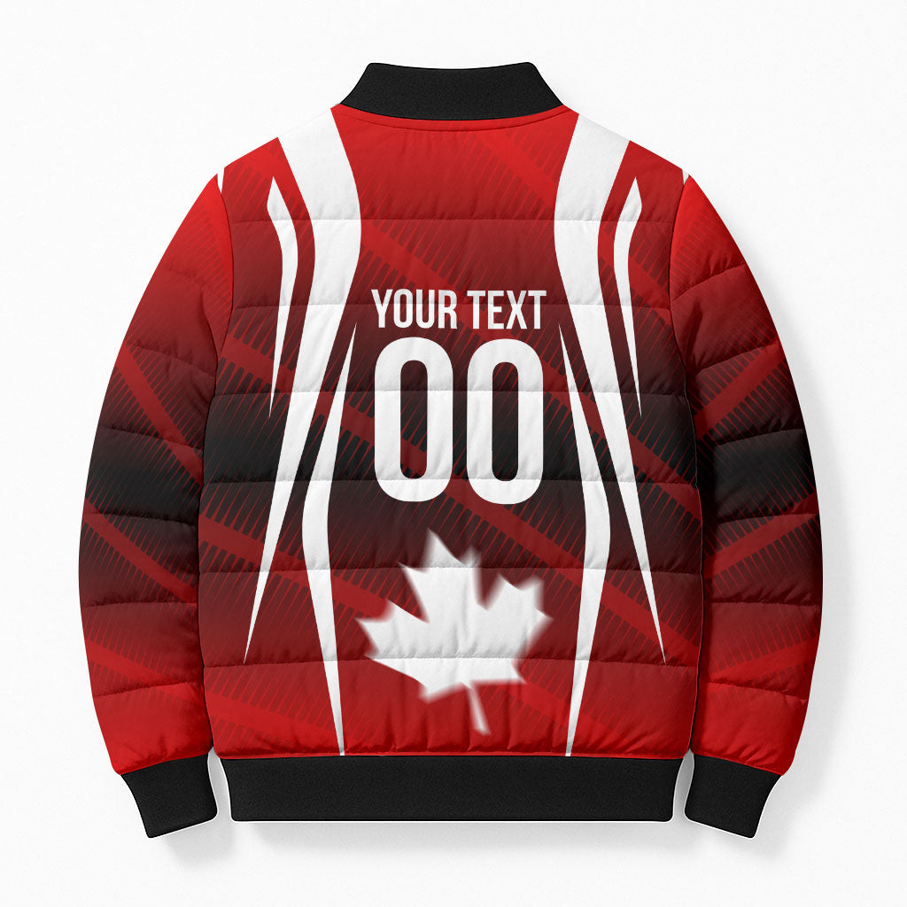 Custom Canada Soccer Player Bomber Puffer Jacket Go Canada Maple Leaf