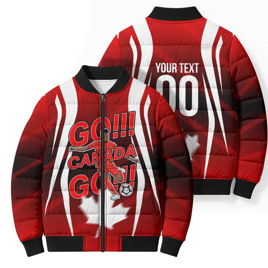 Custom Canada Soccer Player Bomber Puffer Jacket Go Canada Maple Leaf