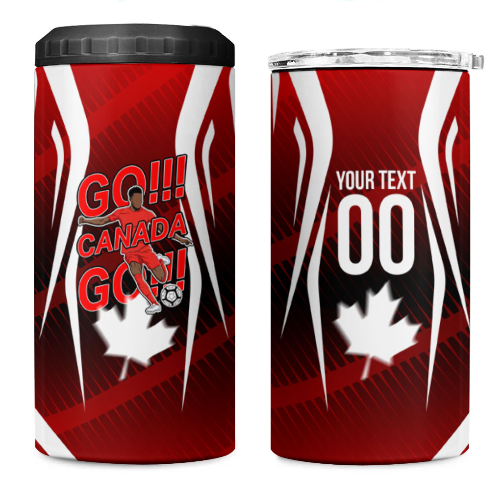 Custom Canada Soccer Player 4 in 1 Can Cooler Tumbler Go Canada Maple Leaf