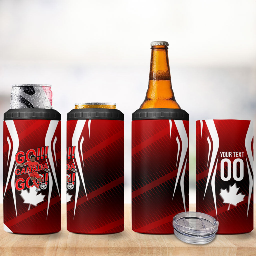 Custom Canada Soccer Player 4 in 1 Can Cooler Tumbler Go Canada Maple Leaf