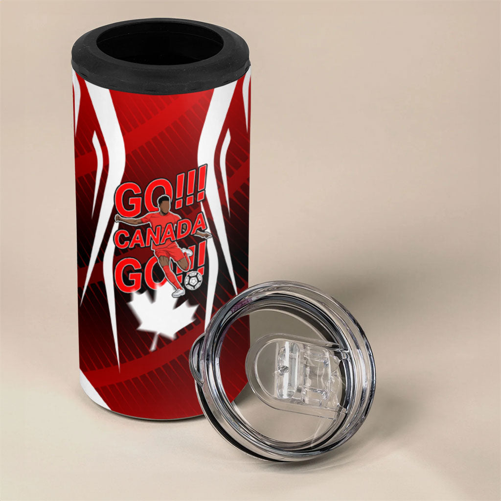 Custom Canada Soccer Player 4 in 1 Can Cooler Tumbler Go Canada Maple Leaf